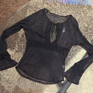 The Limited Black Sheer Lace Blouse